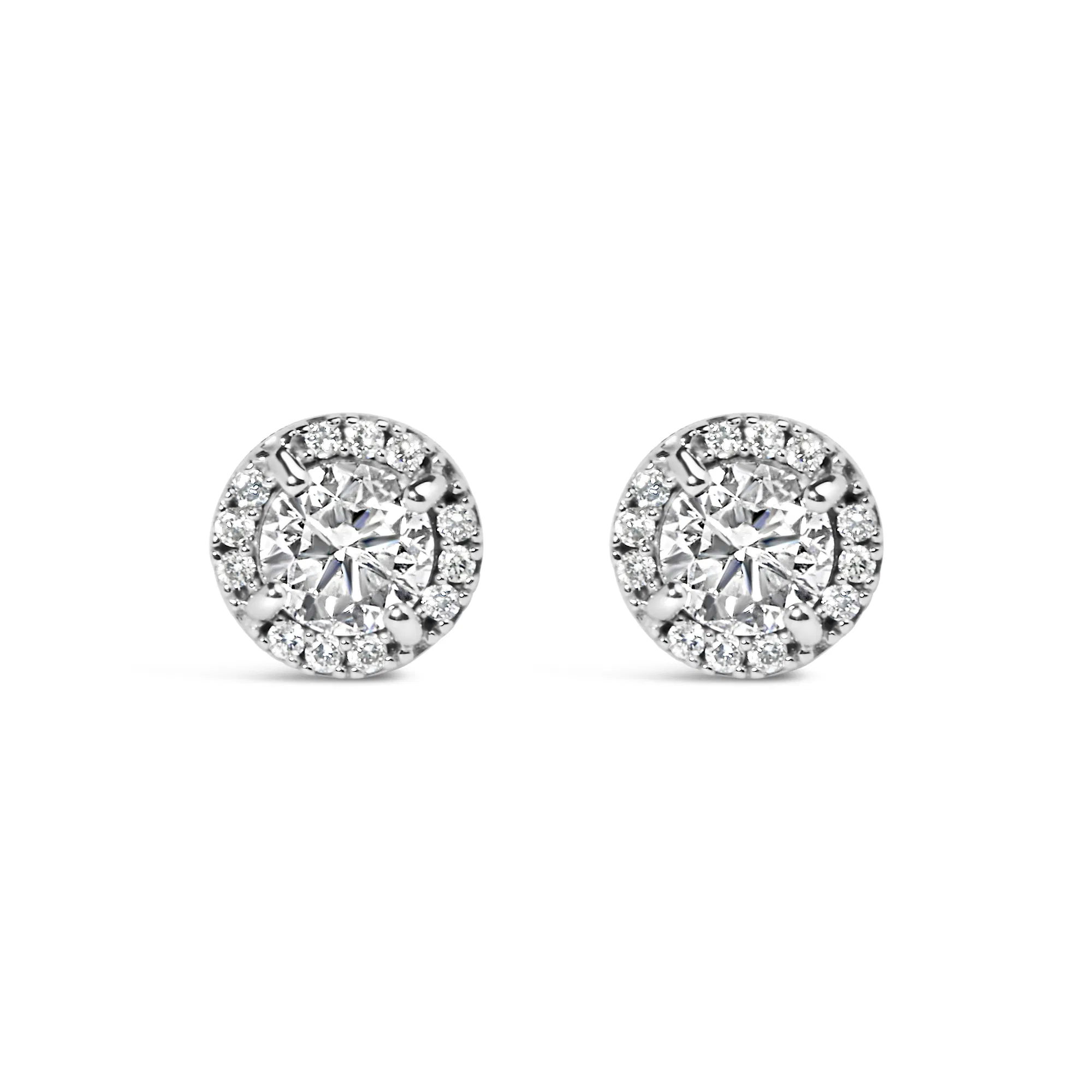 10K White Gold 1.00 Cttw Diamond Hidden Halo Stud Earring (H-I Color, I1-I2 Clarity) - Grocery