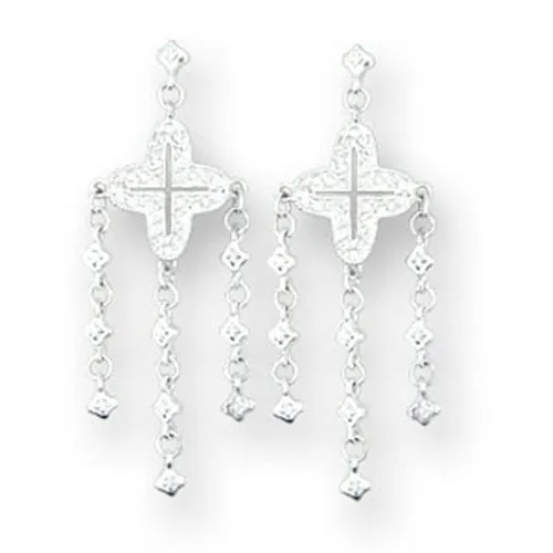 414222 - High-Polished 925 Sterling Silver Earrings with AAA Grade CZ in Clear - Grocery