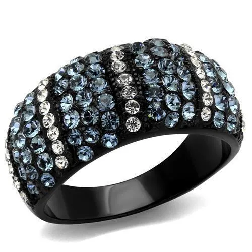 TK2355 - IP Black(Ion Plating) Stainless Steel Ring with Top Grade Crystal in Montana - Grocery