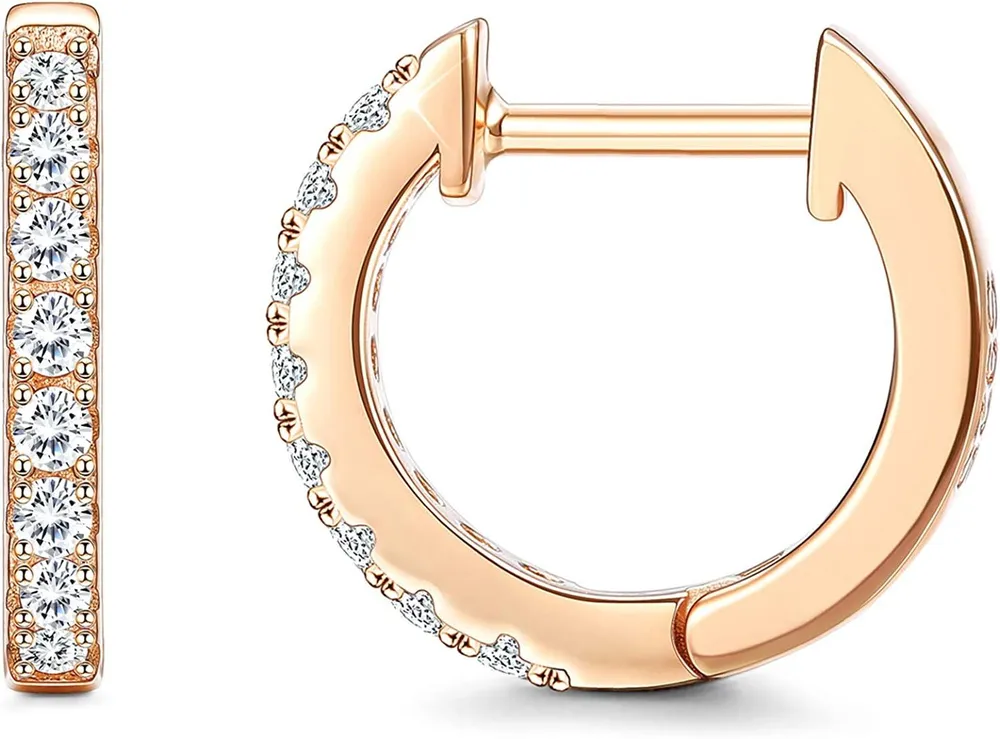 925 Sterling Silver Hoop Earrings Austria Cubic Zirconias Huggies Earrings for Women 13mm Cuff Earrings for Anniversary Birthday - Grocery