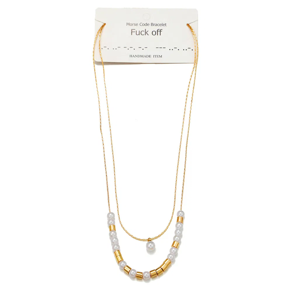 Women's Pearl Moss Code Necklace - Grocery