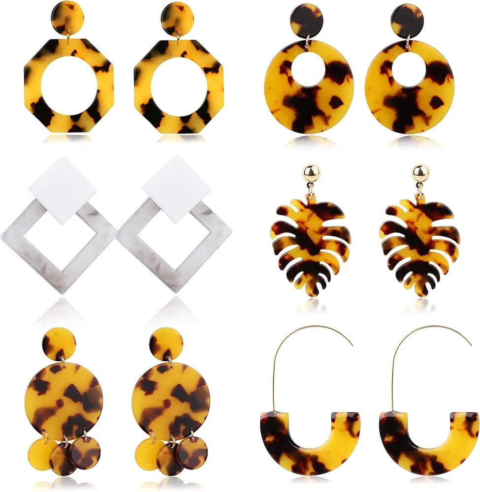 Acrylic Earrings for Women Drop Dangle Resin Earrings Set - Grocery