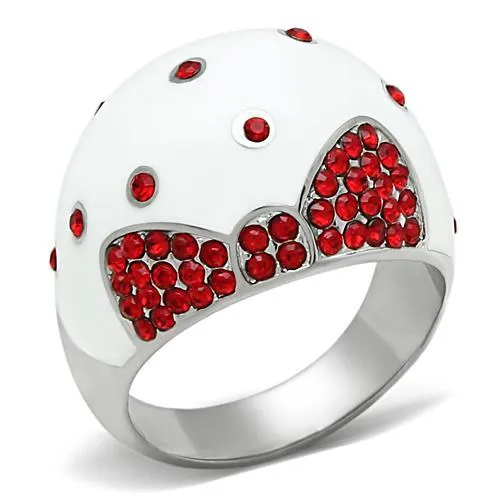 TK260 - High polished (no plating) Stainless Steel Ring with Top Grade Crystal in Ruby - Grocery