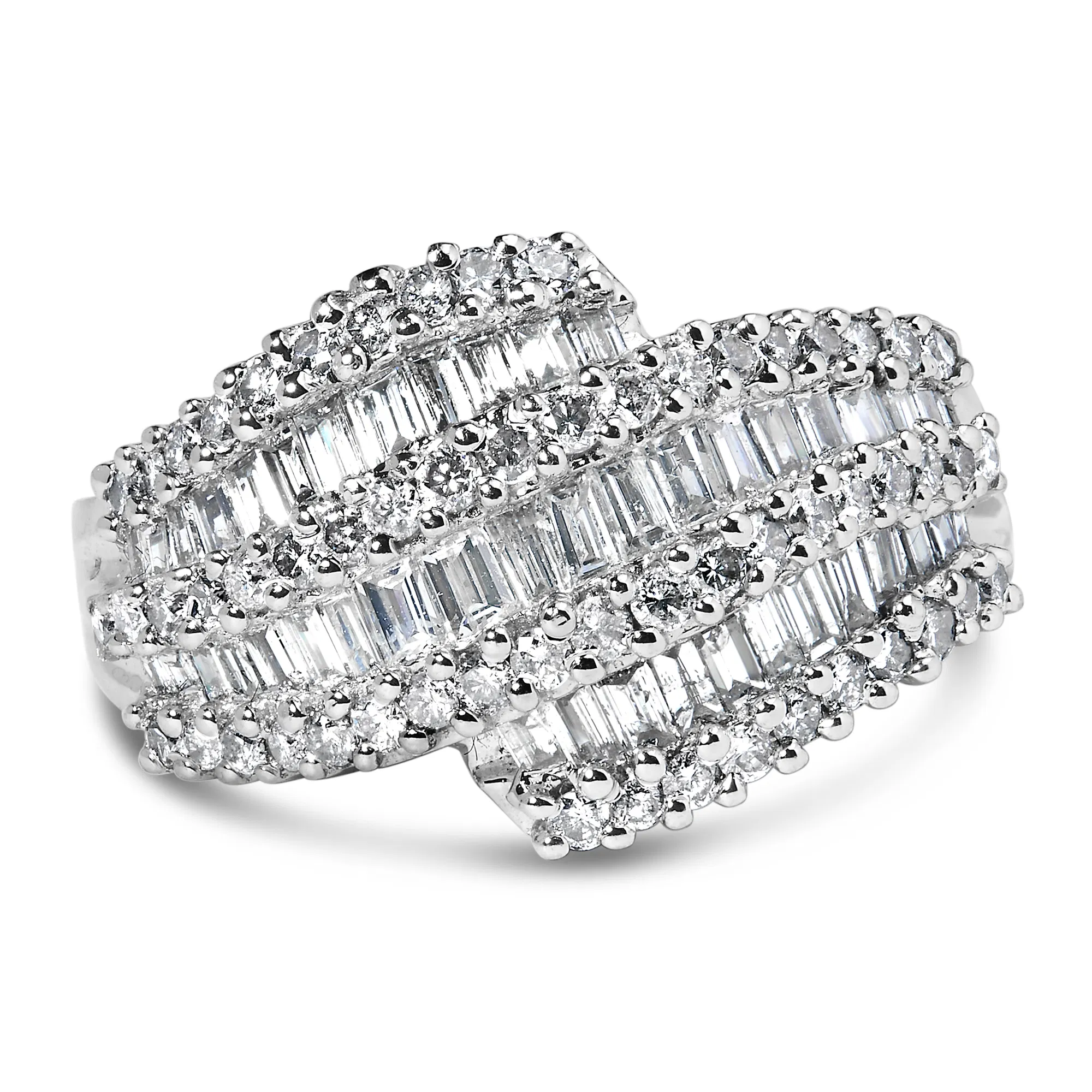 14K White Gold Diamond Cocktail Ring Band (1 3/4 Cttw, H-I Color, SI2-I1 Clarity) - Grocery