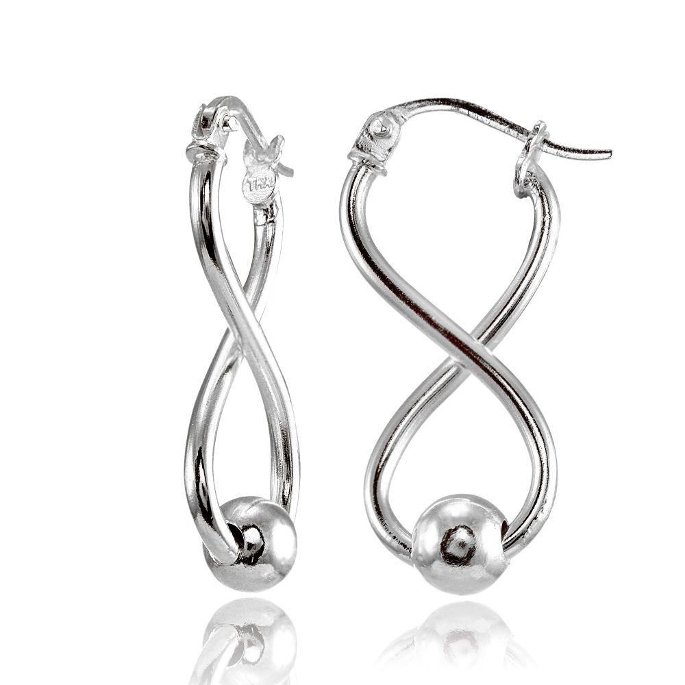 Sterling Silver Infinity Figure 8 Bead Drop Earrings - Grocery