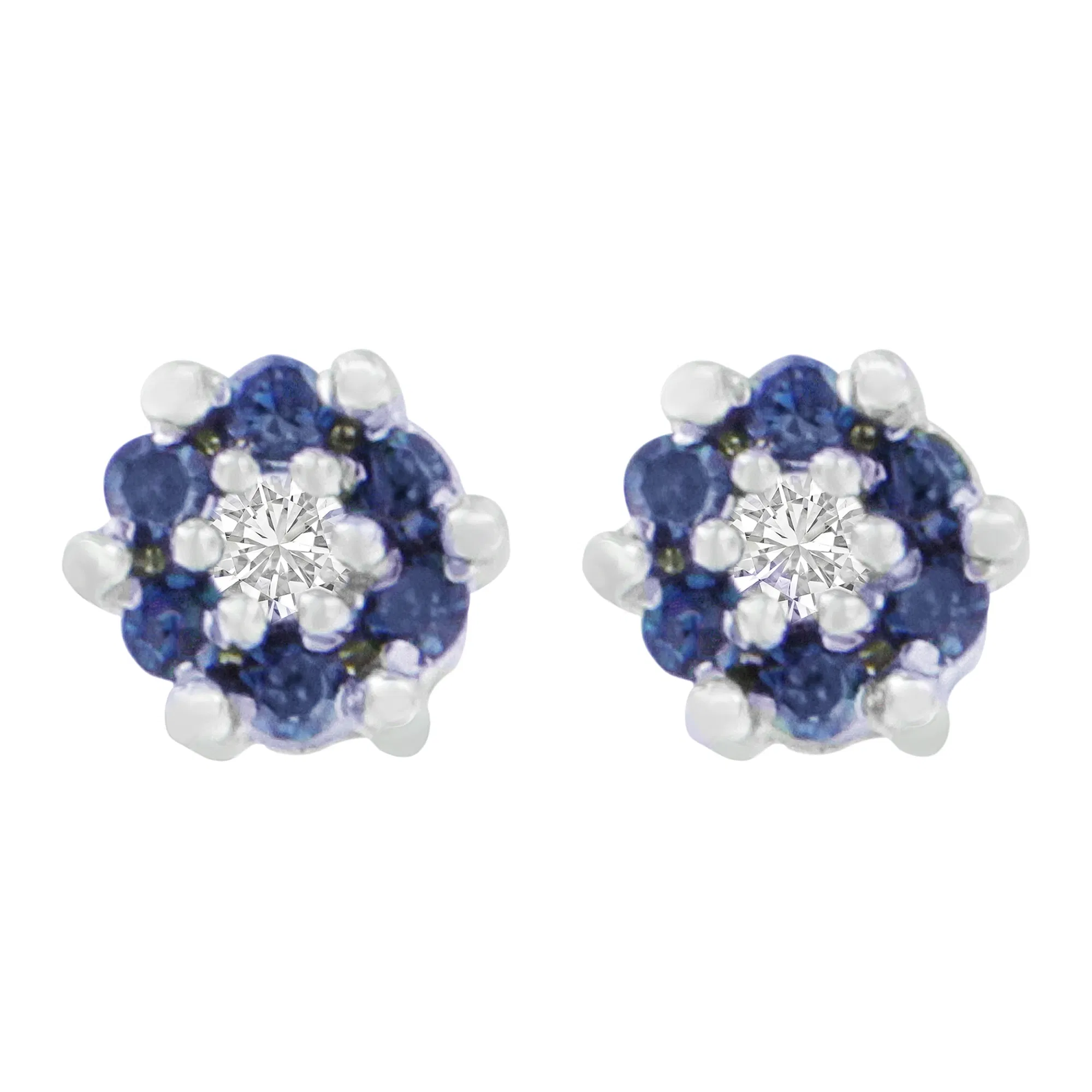14K White Gold 1/4 cttw Round and Treated Blue Cut Diamond Earrings (I-J, I1-I2) - Grocery