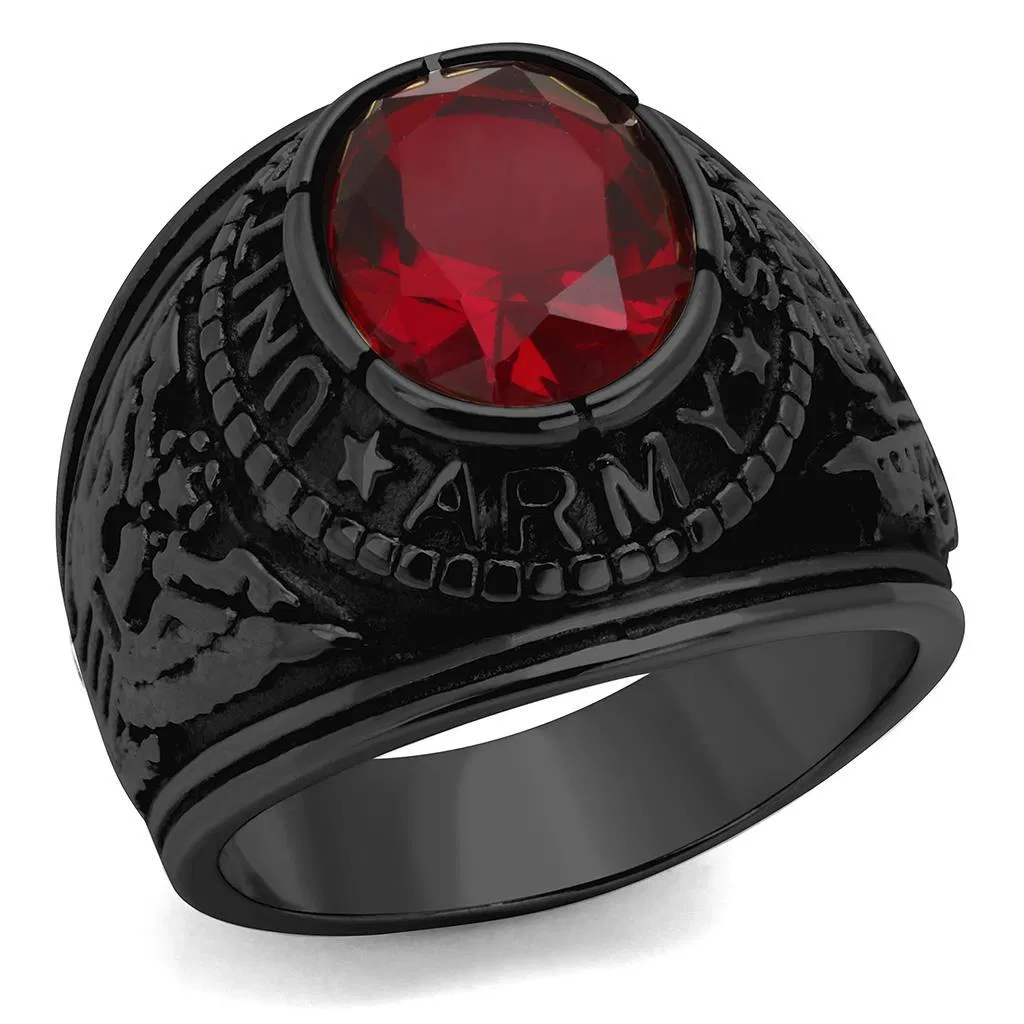 TK414706J - IP Black(Ion Plating) Stainless Steel Ring with Synthetic Synthetic Glass in Siam - Grocery