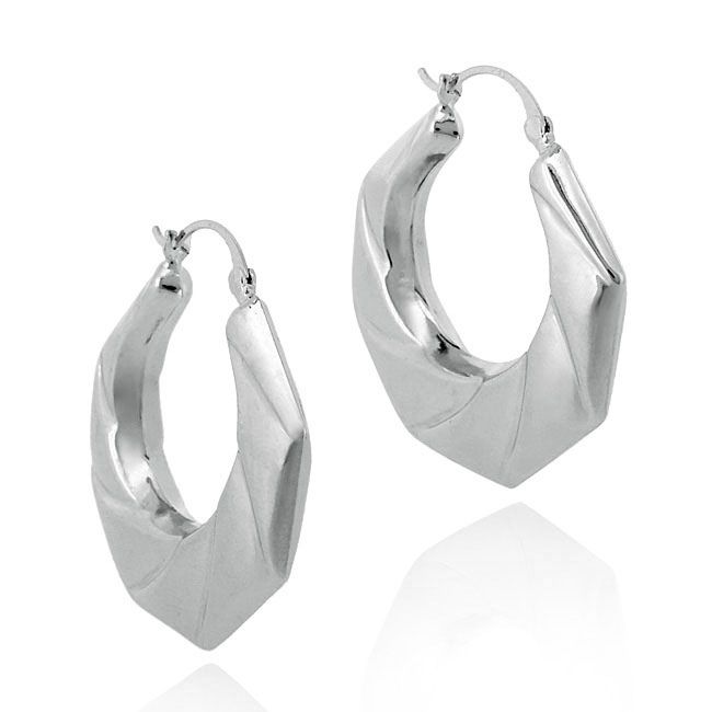 Sterling Silver Geometric Twist Hoop Earrings - Grocery
