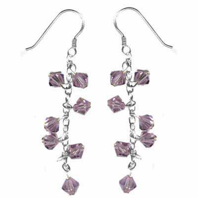 Sterling Silver Lavender Swarovski Elements Dangle Earrings - Grocery