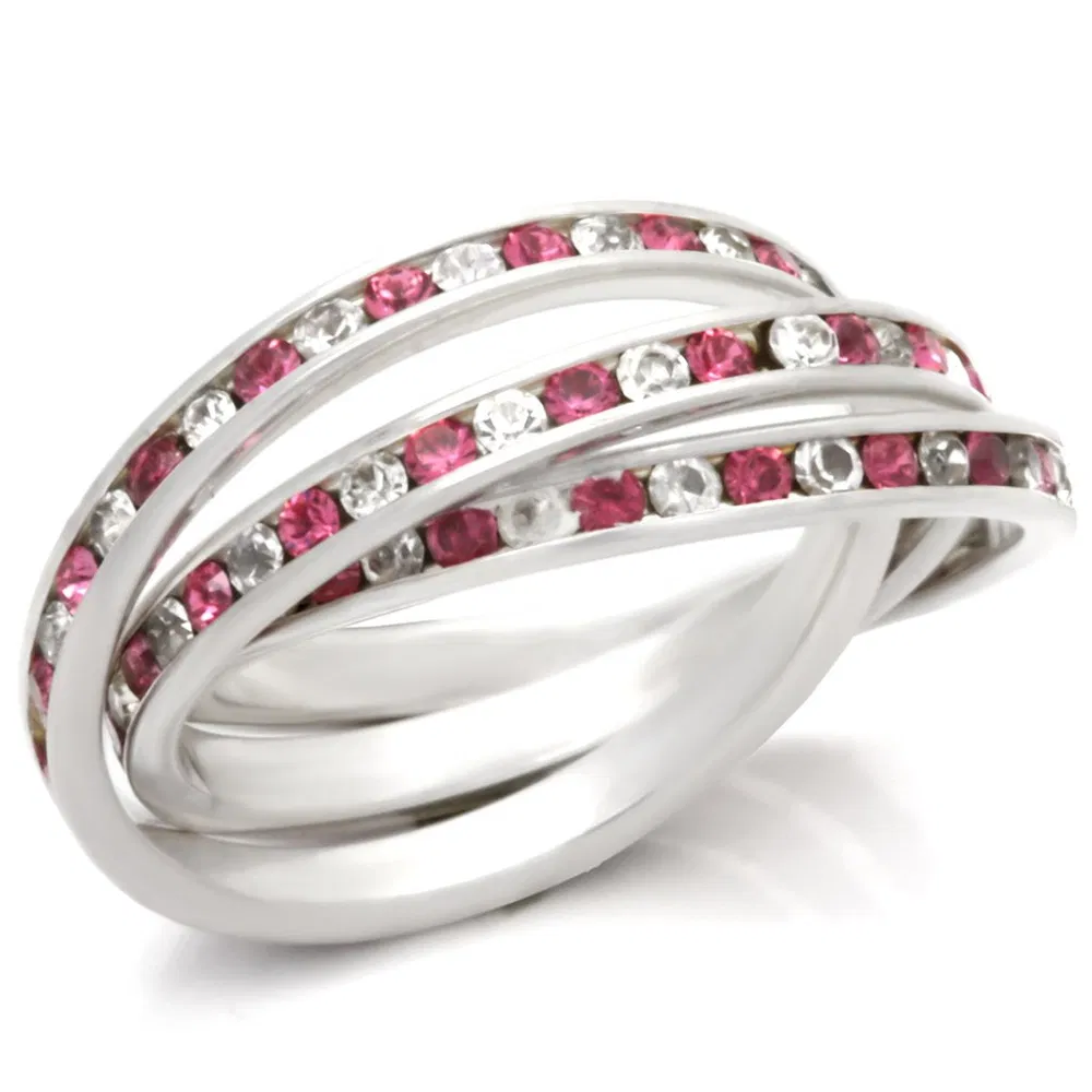 35110 - High-Polished 925 Sterling Silver Ring with Top Grade Crystal in Rose - Grocery