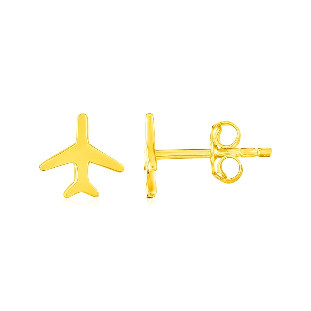 14K Yellow Gold Airplane Earrings - Grocery
