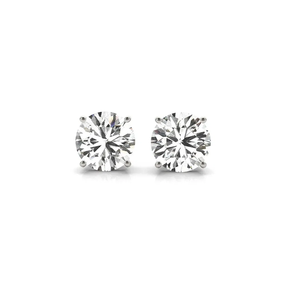 4 cttw Certified IGI Lab Grown Round Diamond Stud Earrings 14k White Gold (G/VS2) - Grocery