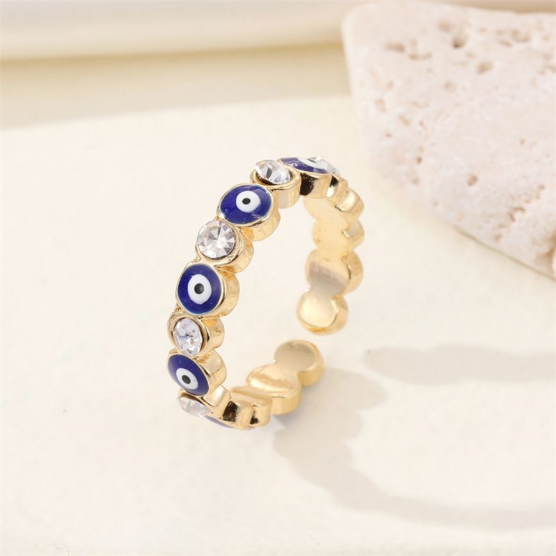 Vintage Personality Rhinestone Eye Ring Peach Heart - Grocery