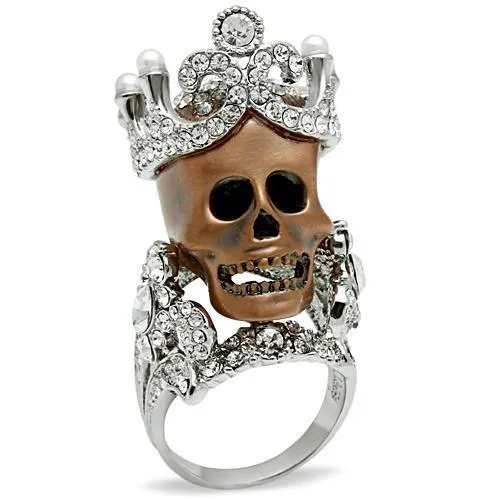 3W010 - Special Color White Metal Ring with Synthetic Pearl in White - Grocery