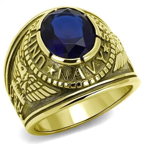 TK414707G - IP Gold(Ion Plating) Stainless Steel Ring with Synthetic Synthetic Glass in Montana - Grocery