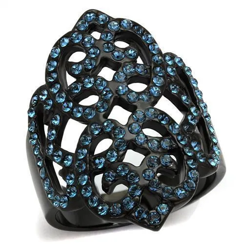 TK2481 - IP Black(Ion Plating) Stainless Steel Ring with Top Grade Crystal in Montana - Grocery