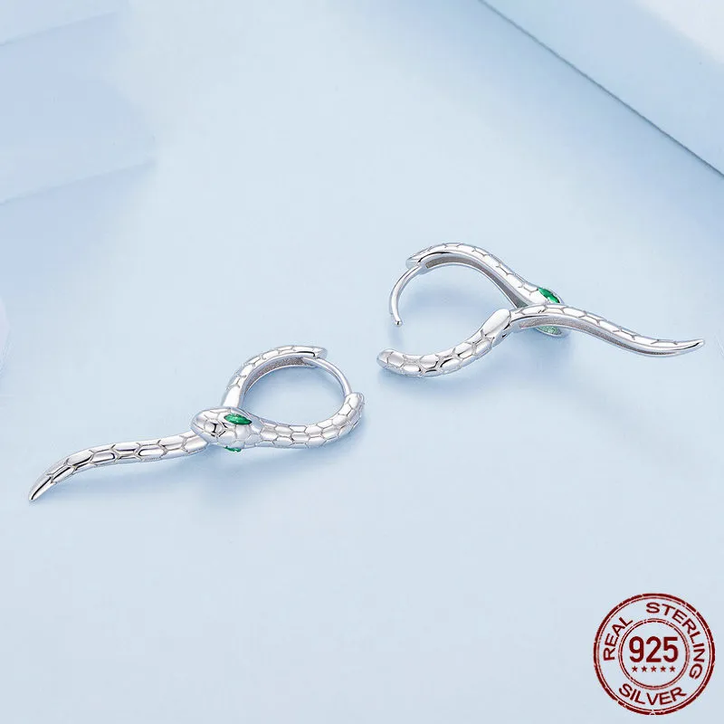 Silver Snake Earrings Mysterious Charm Animals - Grocery