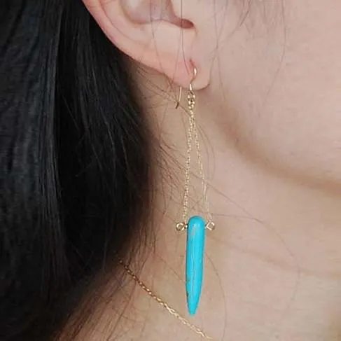 Tribal Spirit Turquoise Gold Plated Earrings - Grocery