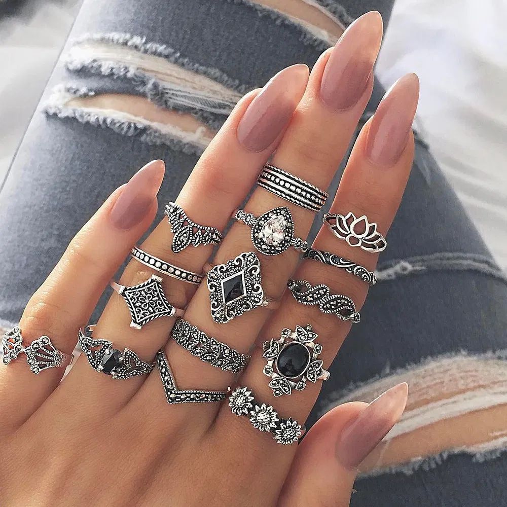 Black Gem Joint Set Ring - Grocery