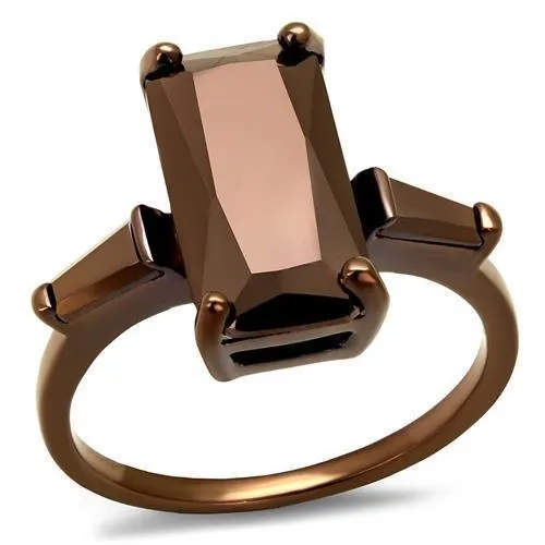 3W1160 - IP Coffee light Brass Ring with AAA Grade CZ in Light Coffee - Grocery