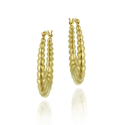 18K Gold over Sterling Silver Antique Style Hoop Earrings - Grocery