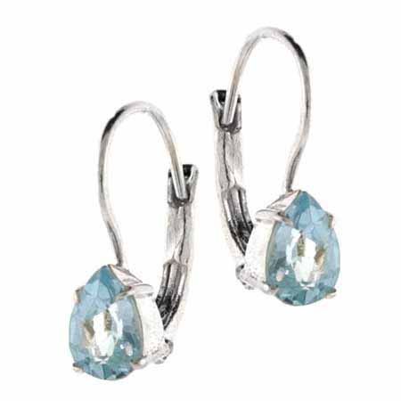 Sterling Silver Blue Topaz Teardrop Leverback Earrings - Grocery