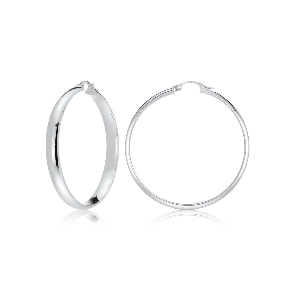 Sterling Silver Half Round Design High Polished Hoop Earrings, 25 - Grocery