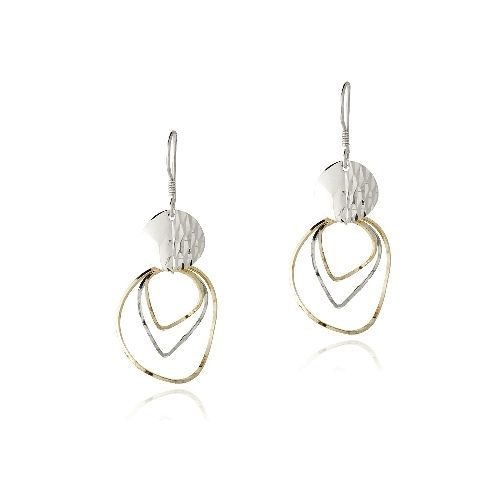 Sterling Silver Two-Tone Wavy Circles Dangle Earrings - Grocery