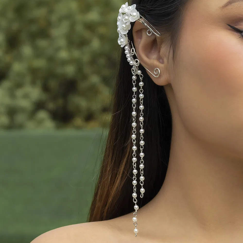 Vintage Ear Hole Free Flower Fringe Bone Clip - Grocery