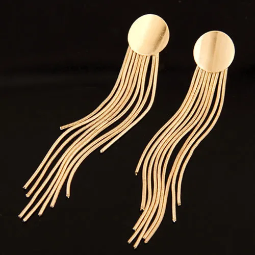 Metal Simple Tassel Earrings Round - Grocery