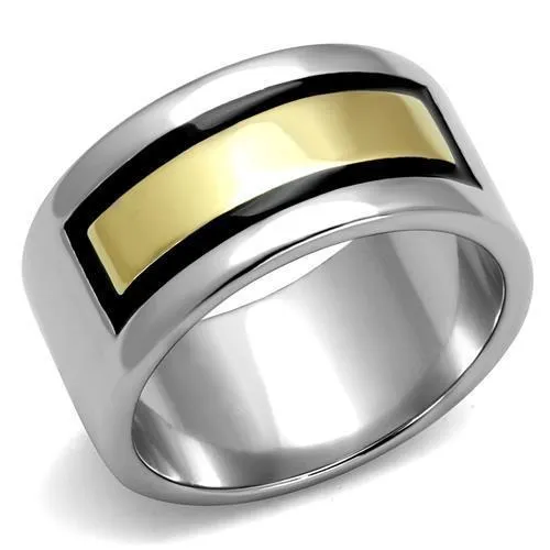 TK3008 - Two-Tone IP Gold (Ion Plating) Stainless Steel Ring with Epoxy in Jet - Grocery