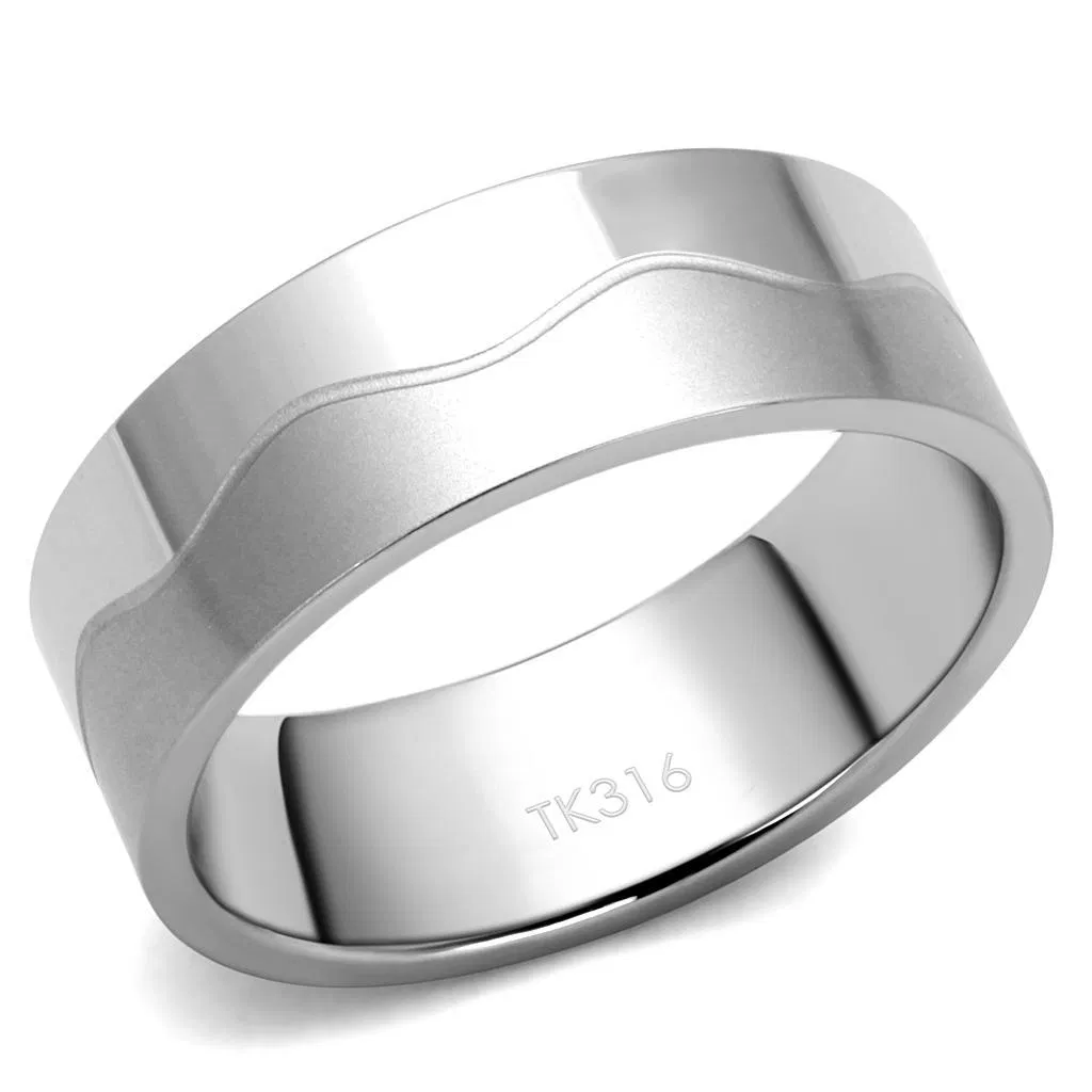 TK2918 - High polished (no plating) Stainless Steel Ring with No Stone - Grocery