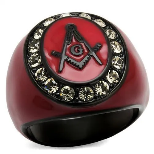 TK2638 - IP Black(Ion Plating) Stainless Steel Ring with Top Grade Crystal in Black Diamond - Grocery