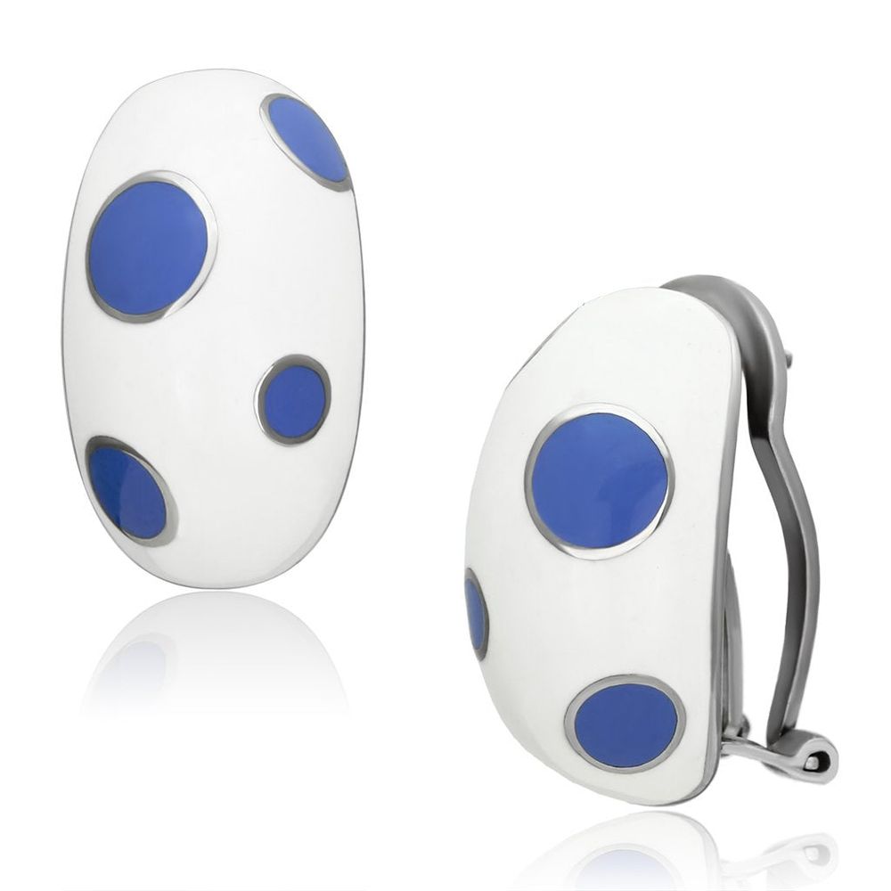 TK900 - High polished (no plating) Stainless Steel Earrings with Epoxy in Multi Color - Grocery