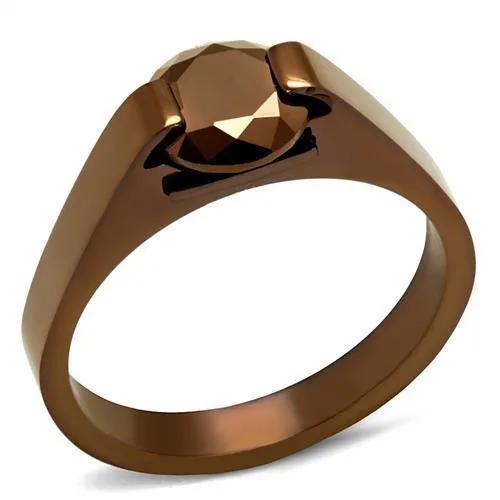 TK2594 - IP Coffee light Stainless Steel Ring with AAA Grade CZ in Light Coffee - Grocery