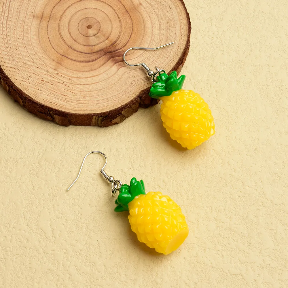 Pineapple Earrings Cartoon Fruit Shaped Pendant Drop Earrings Cute Fruit Ear Jewelry For Summer Beach Birthday Party Gifts - Grocery