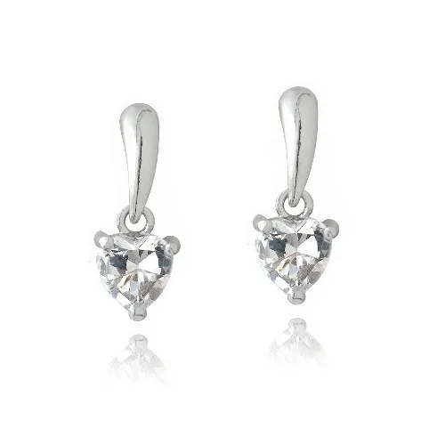 Sterling Silver CZ Heart Dangle Earrings - Grocery