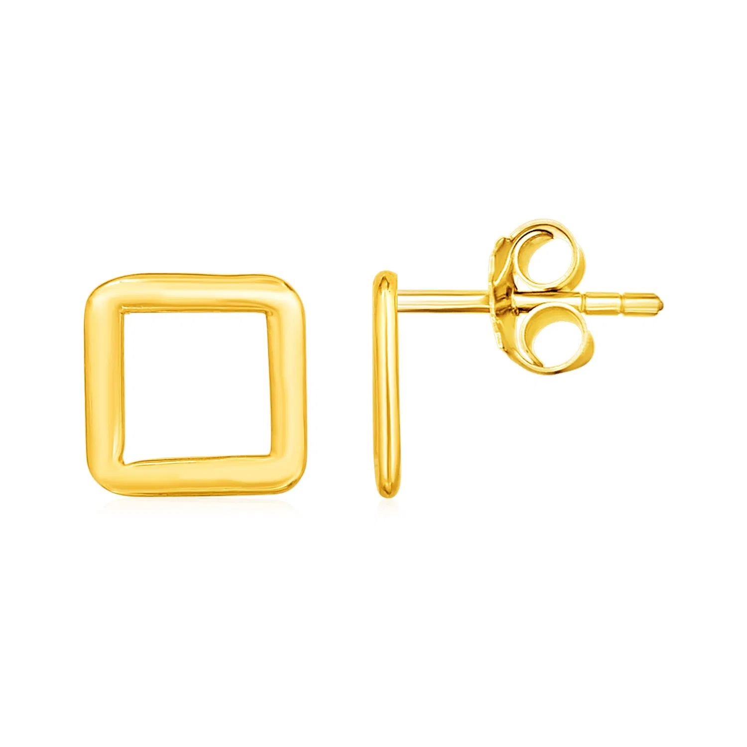 14k Yellow Gold Post Earrings with Open Squares - Grocery