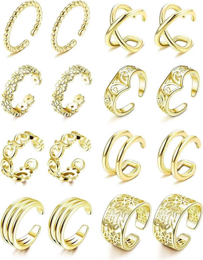 8 Pairs Ear Cuff Earrings Helix Cartilage Lip Clip On Wrap Earrings Non-piercing Fake Nose Ring Adjustable Fashion for Women - Grocery