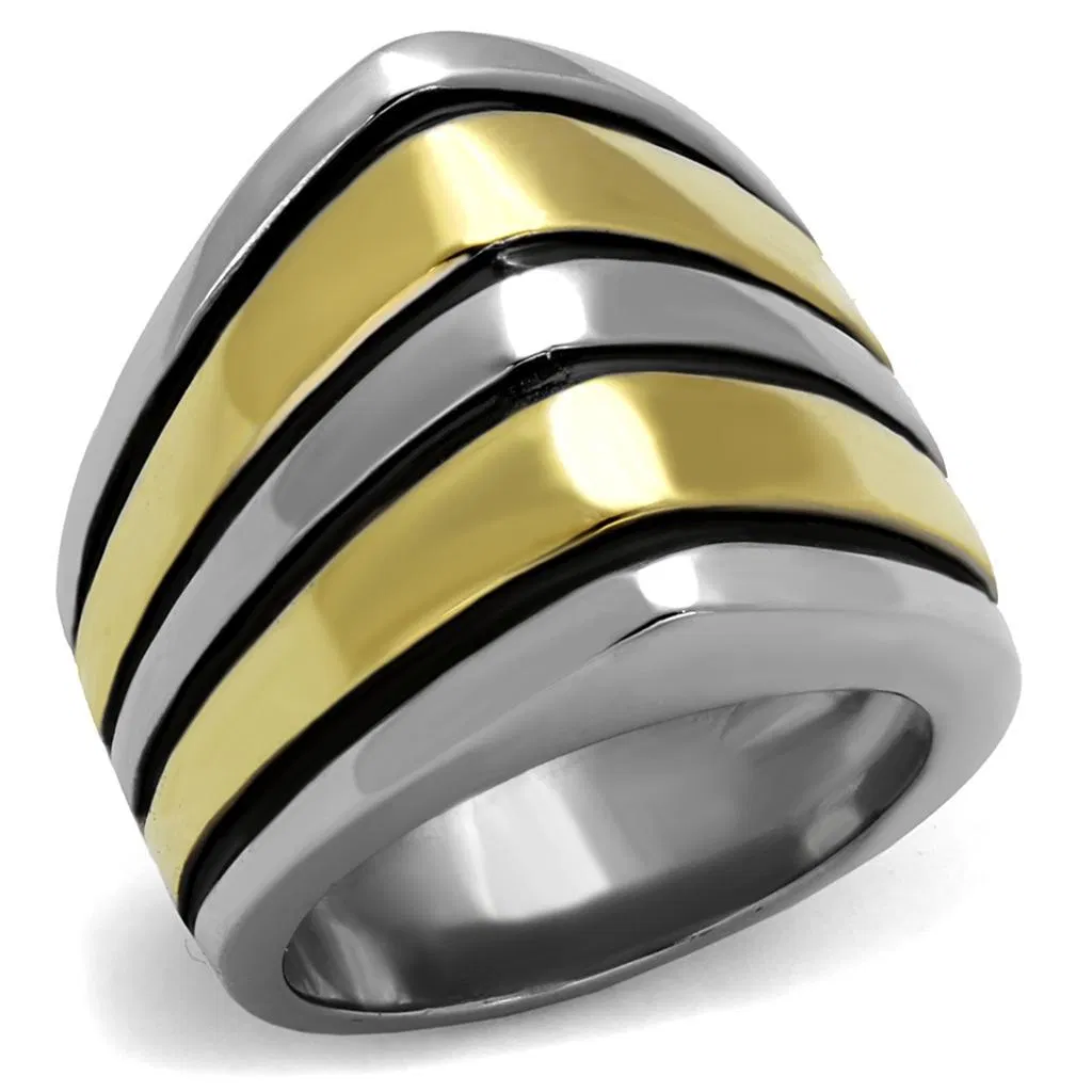 TK2367 - Two-Tone IP Gold (Ion Plating) Stainless Steel Ring with Epoxy in Jet - Grocery
