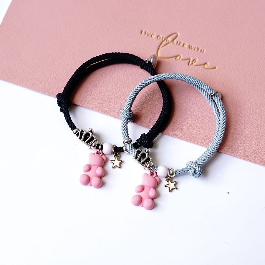 Adjustable Milanese String Couple Bears Bracelet - Grocery