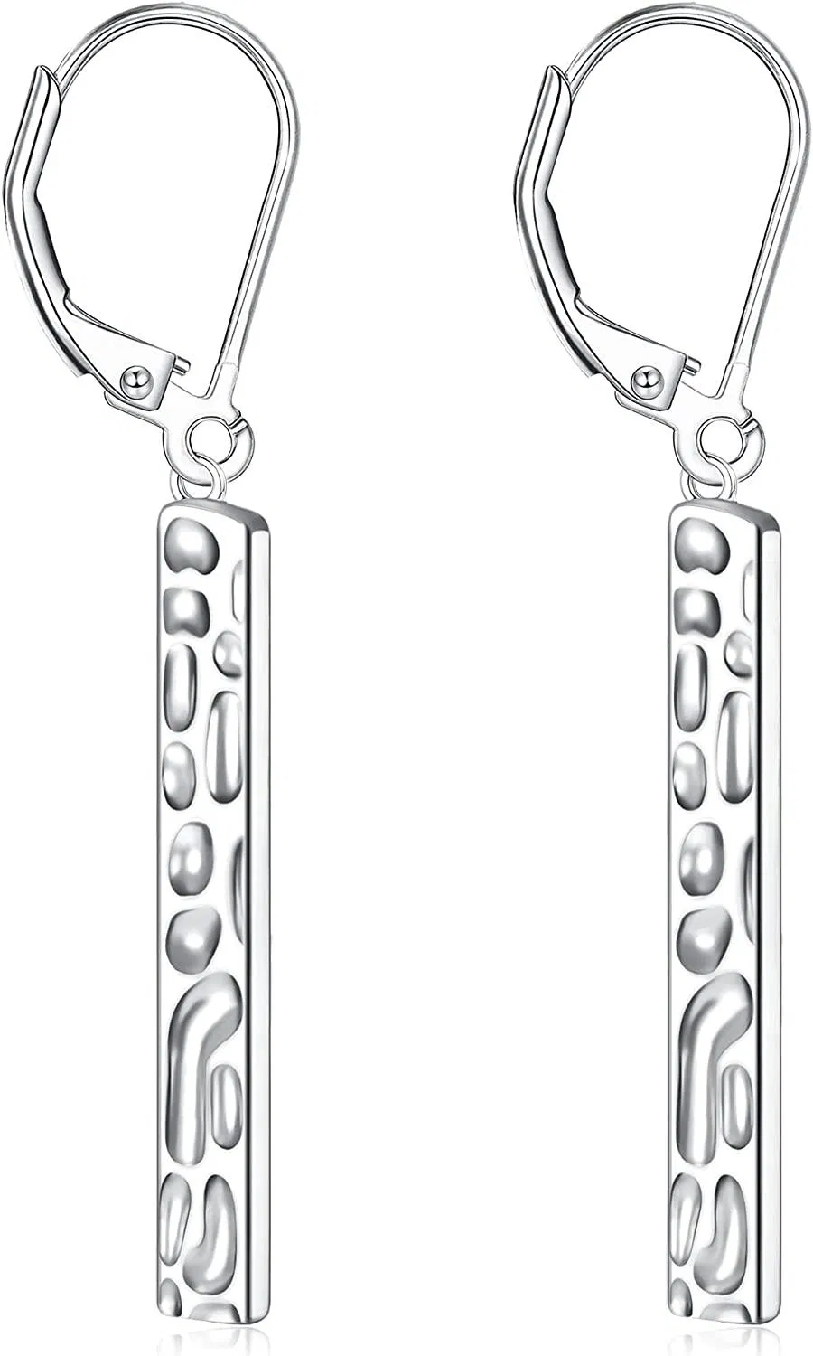 925 Sterling Vertical Bar Dangle Earrings for Women Hypoallergenic Leverback Hook Drop Earrings - Grocery