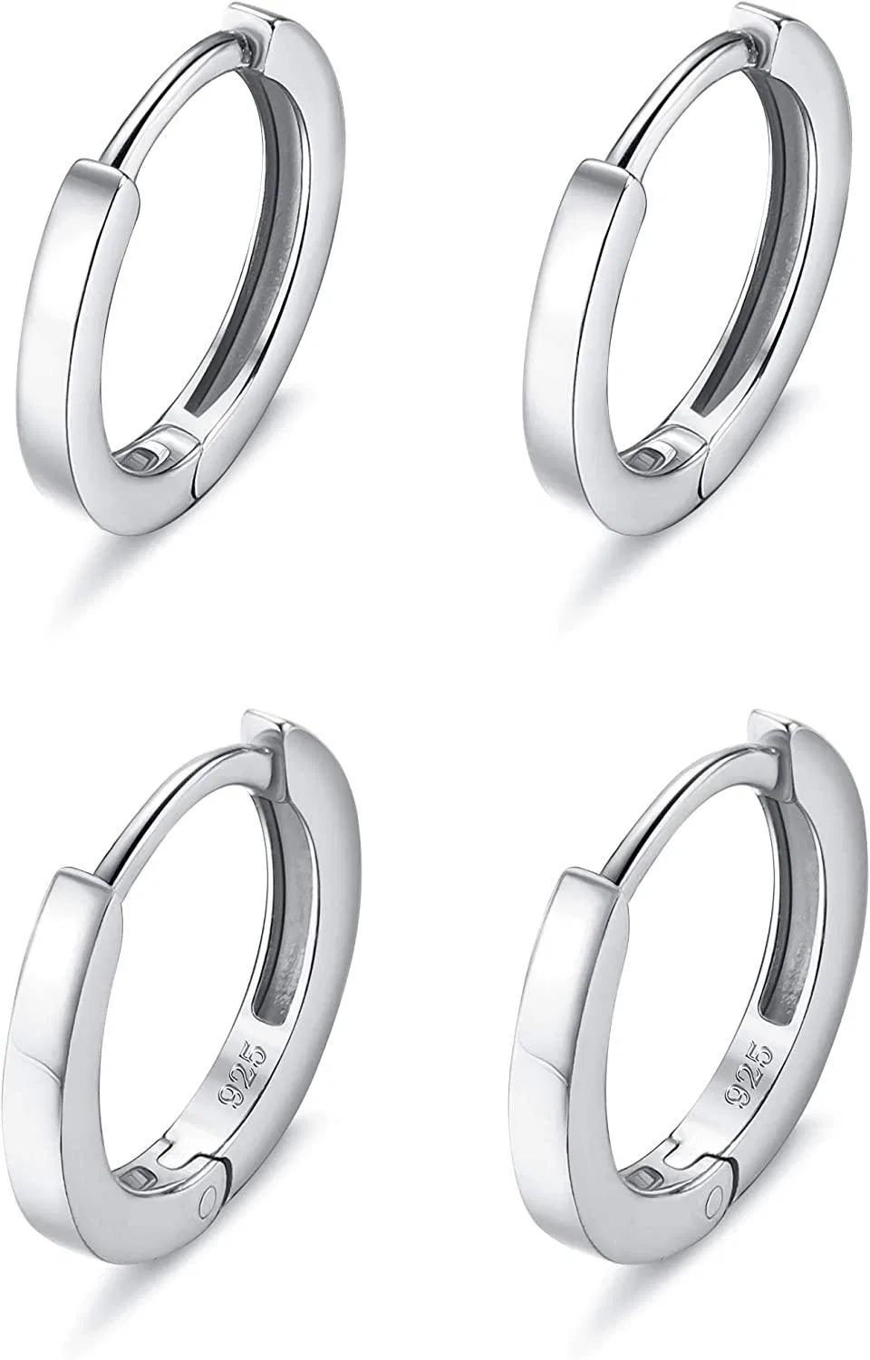 2Pairs Sterling Silver Cuff Earrings Set 18K Gold Plated Small Hoop Huggie Stud Earrings for Women - Grocery