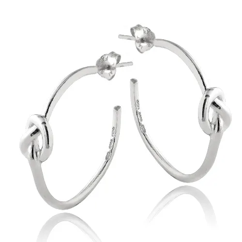 Sterling Silver Polished Love Knot Half Hoop Earrings - Grocery