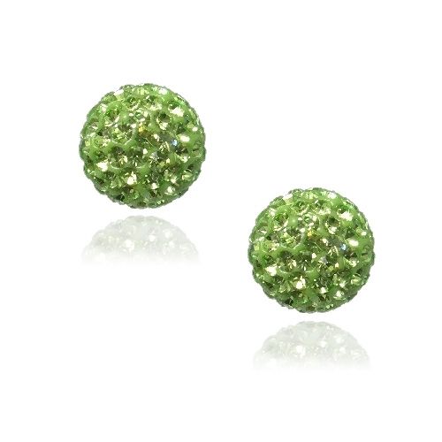 Sterling Silver Peridot Fireball Ball Stud Earrings - Grocery