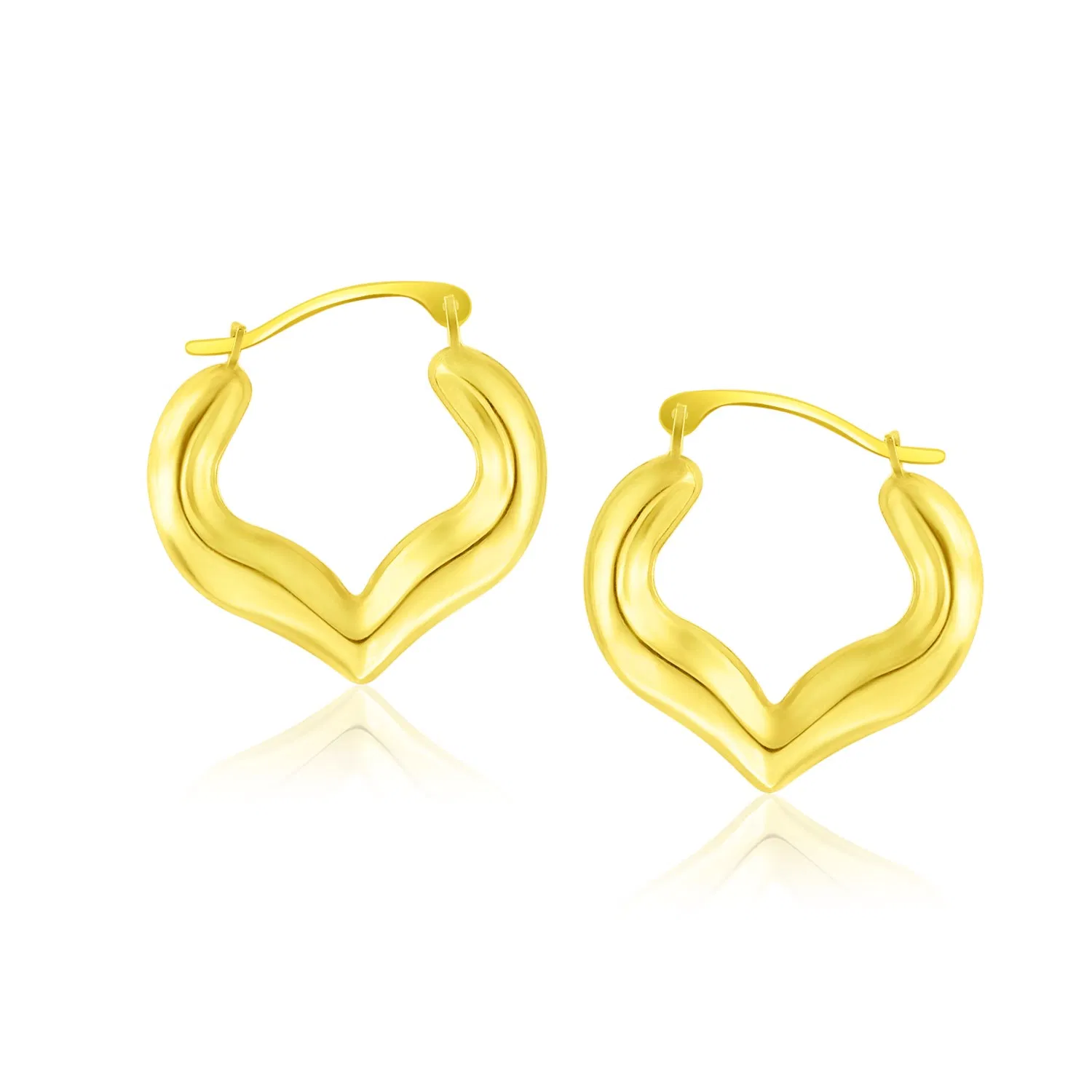 10k Yellow Gold Hoop Style Heart Shape Earrings - Grocery