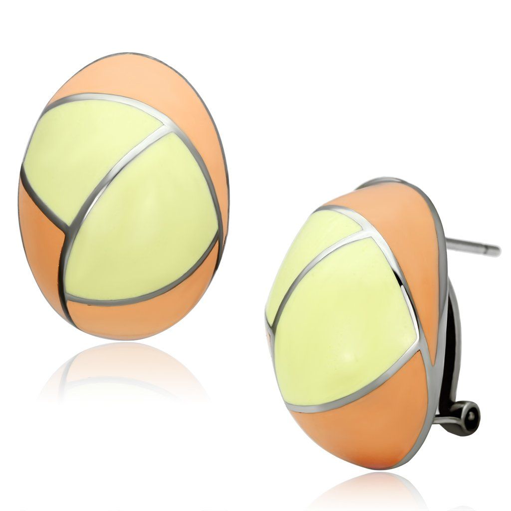 TK899 - High polished (no plating) Stainless Steel Earrings with Epoxy in Multi Color - Grocery