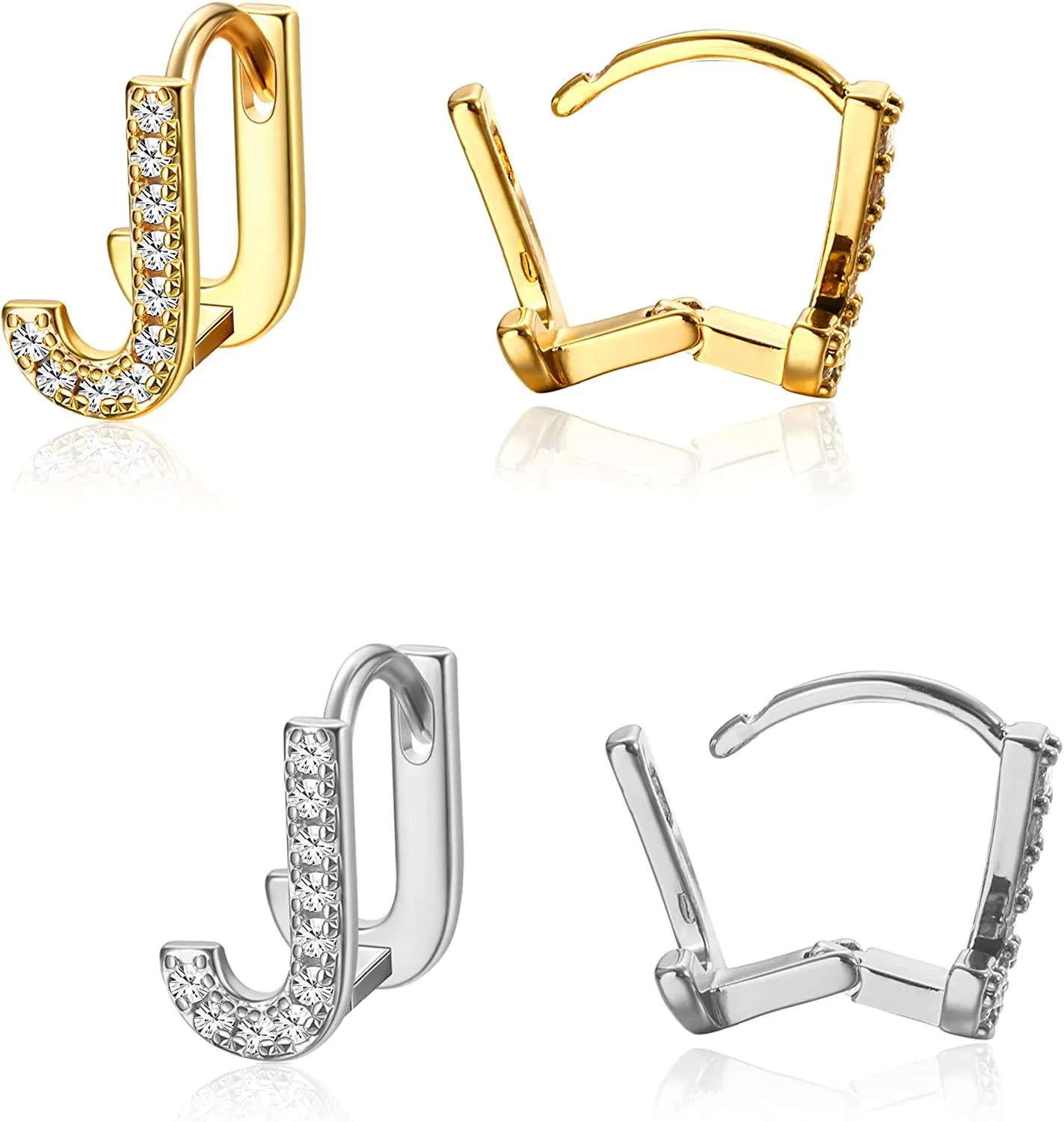 2 Pairs Initial Stud Earrings for Women 14K Gold Plated 26 Letters Alphabet Earrings Christmas Gift - Grocery