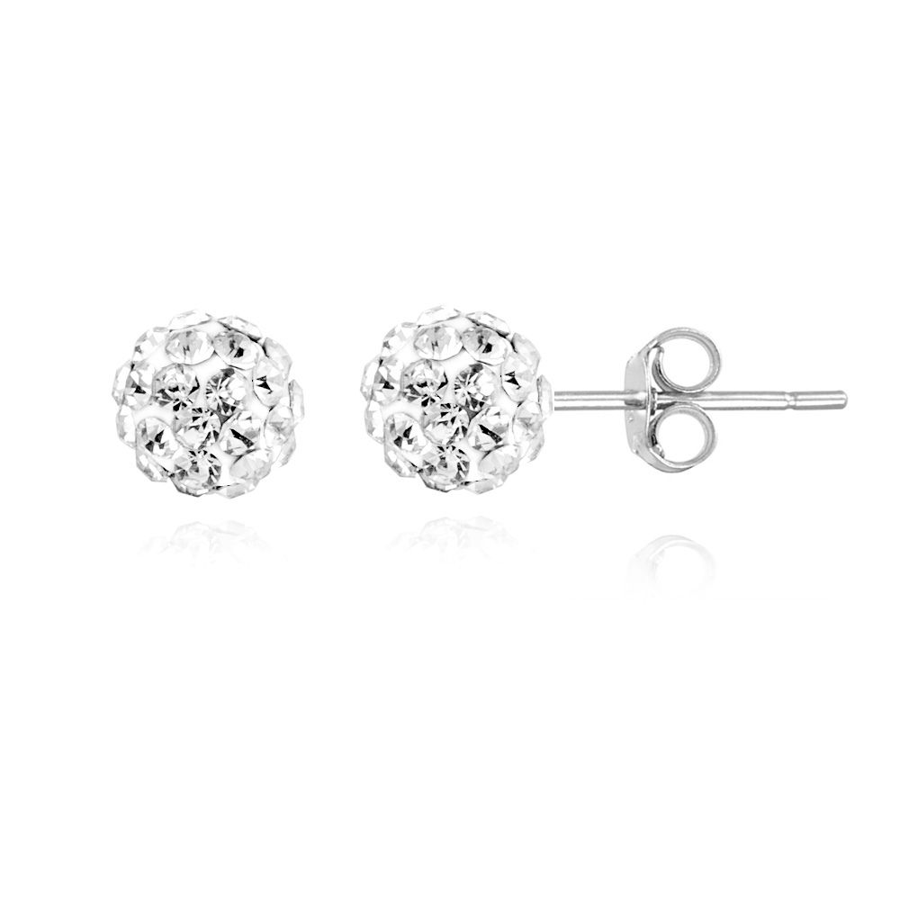 Sterling Silver Crystal Fireball Stud Earrings, 6mm - Grocery