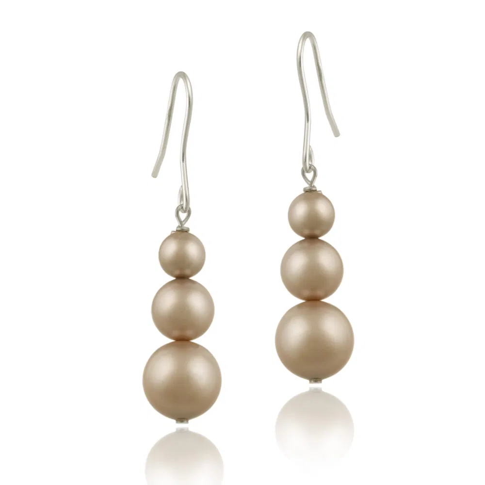 Sterling Silver Almond Swarovski Elements Pearl Drop Earrings - Grocery